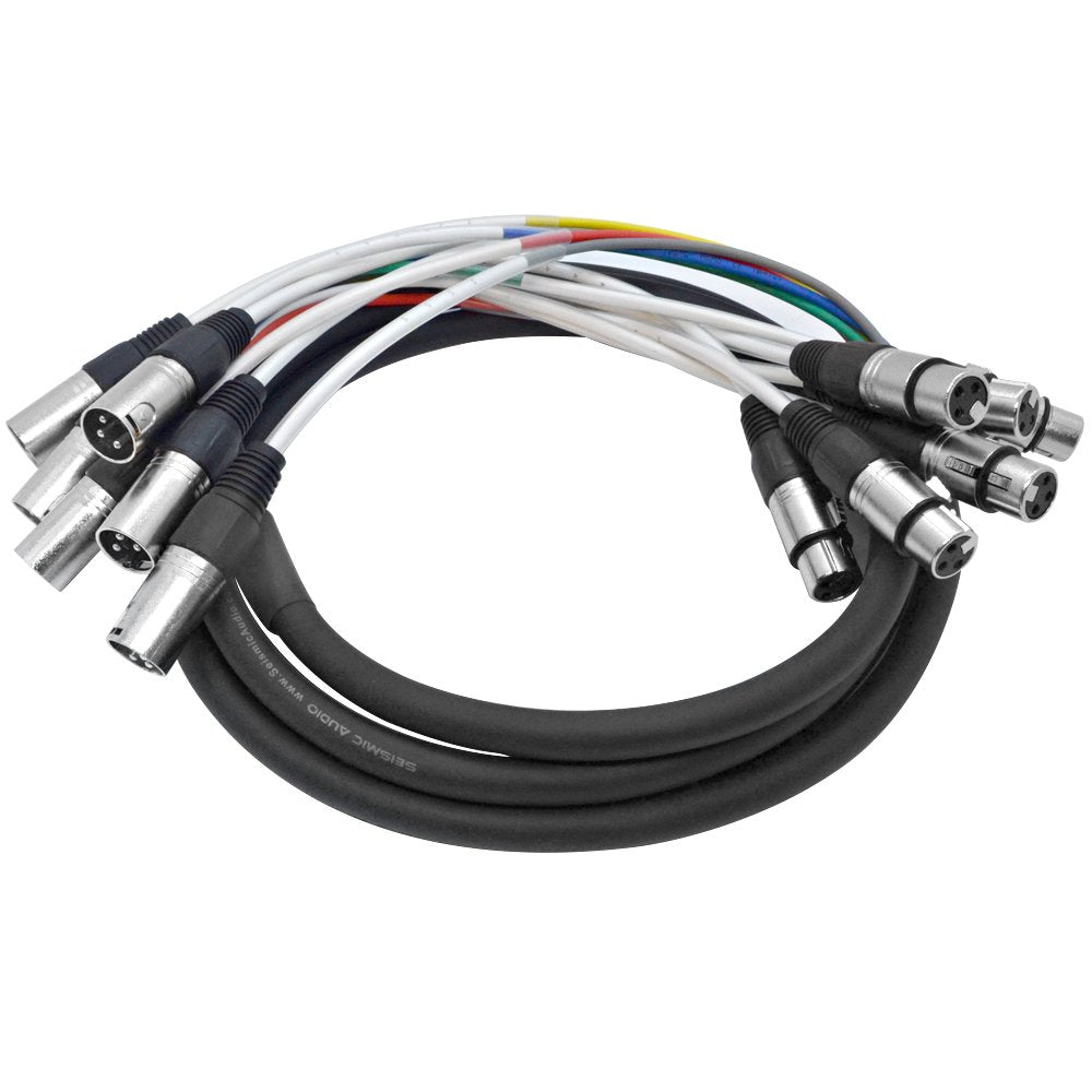 6 Channel XLR Colored Snake Cable 10 Feet Pack of 2 R651