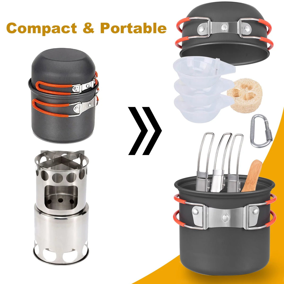 Portable Camping Cookware Set with Non-stick Aluminum Camping Stove P179