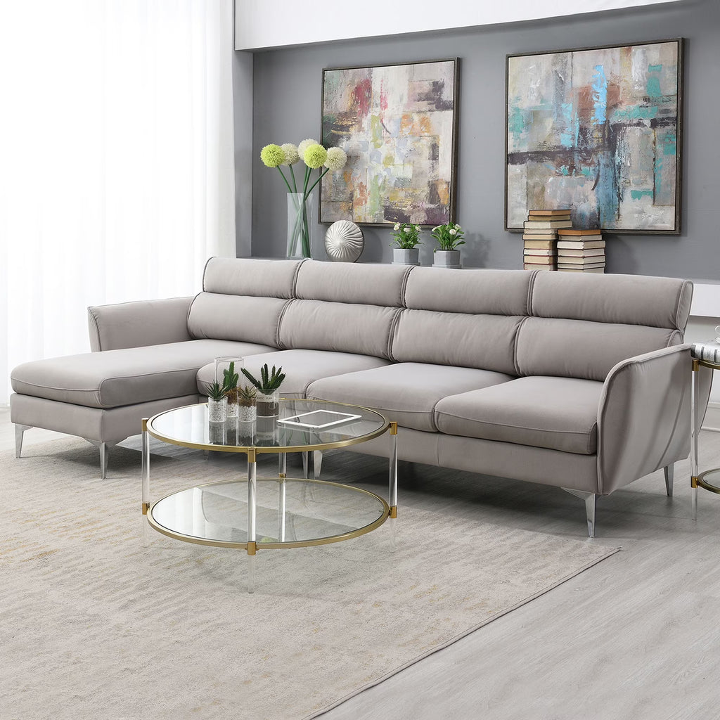 Gray Flannel L-Shaped Convertible Sectional Sofa U4815