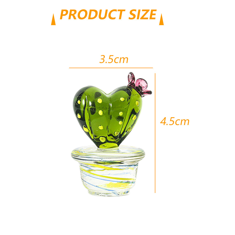 Handmade Blown Glass Cactus Figurines Desk Decorations F73627