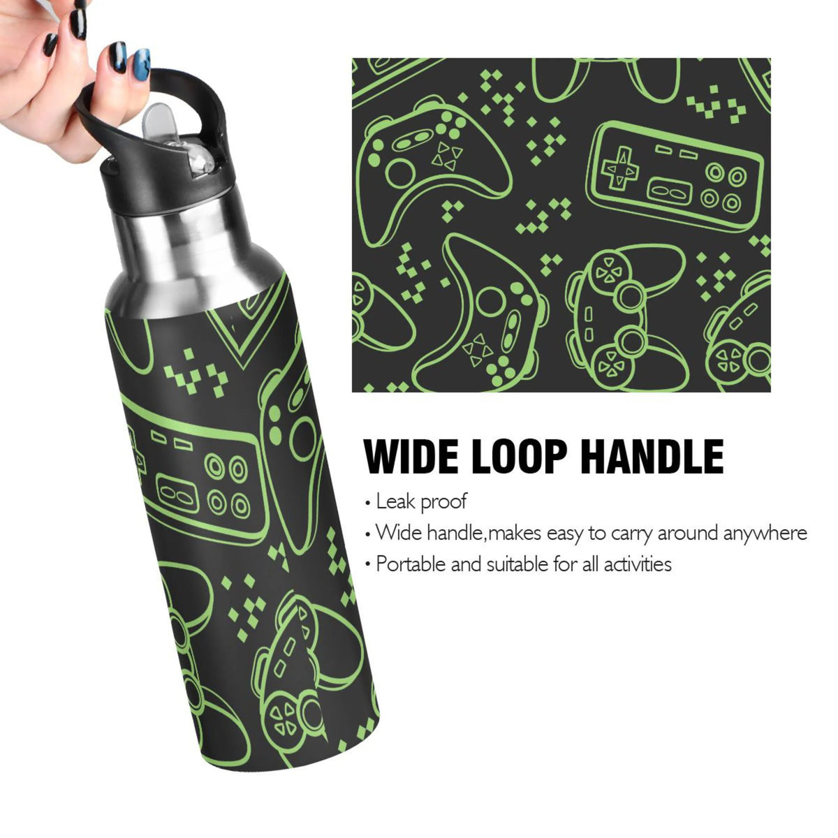 Stainless Steel Vacuum Insulated Water Bottle with Straw Lid 20 OZ R80025