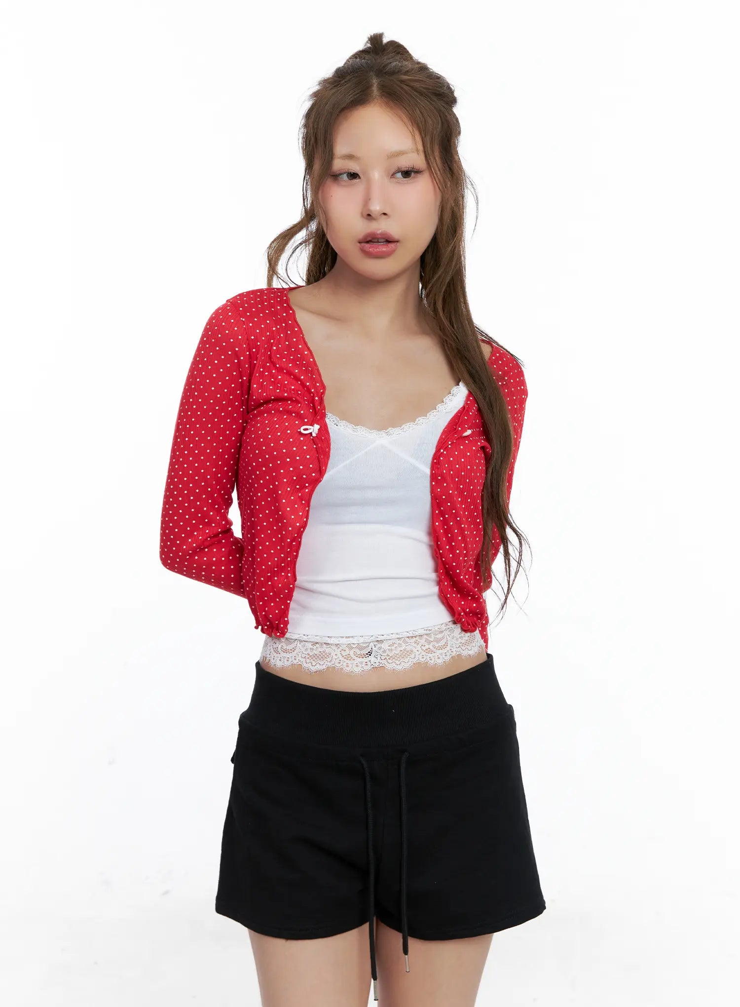 Polka Dot Cropped Cardigan CL510