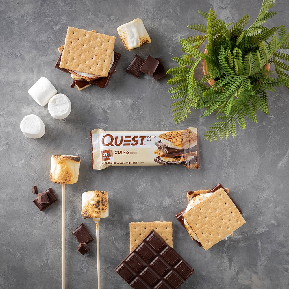 (3 pack) Quest Protein Bar, Smores, 20g Protein, Gluten Free, 4 Ct N189