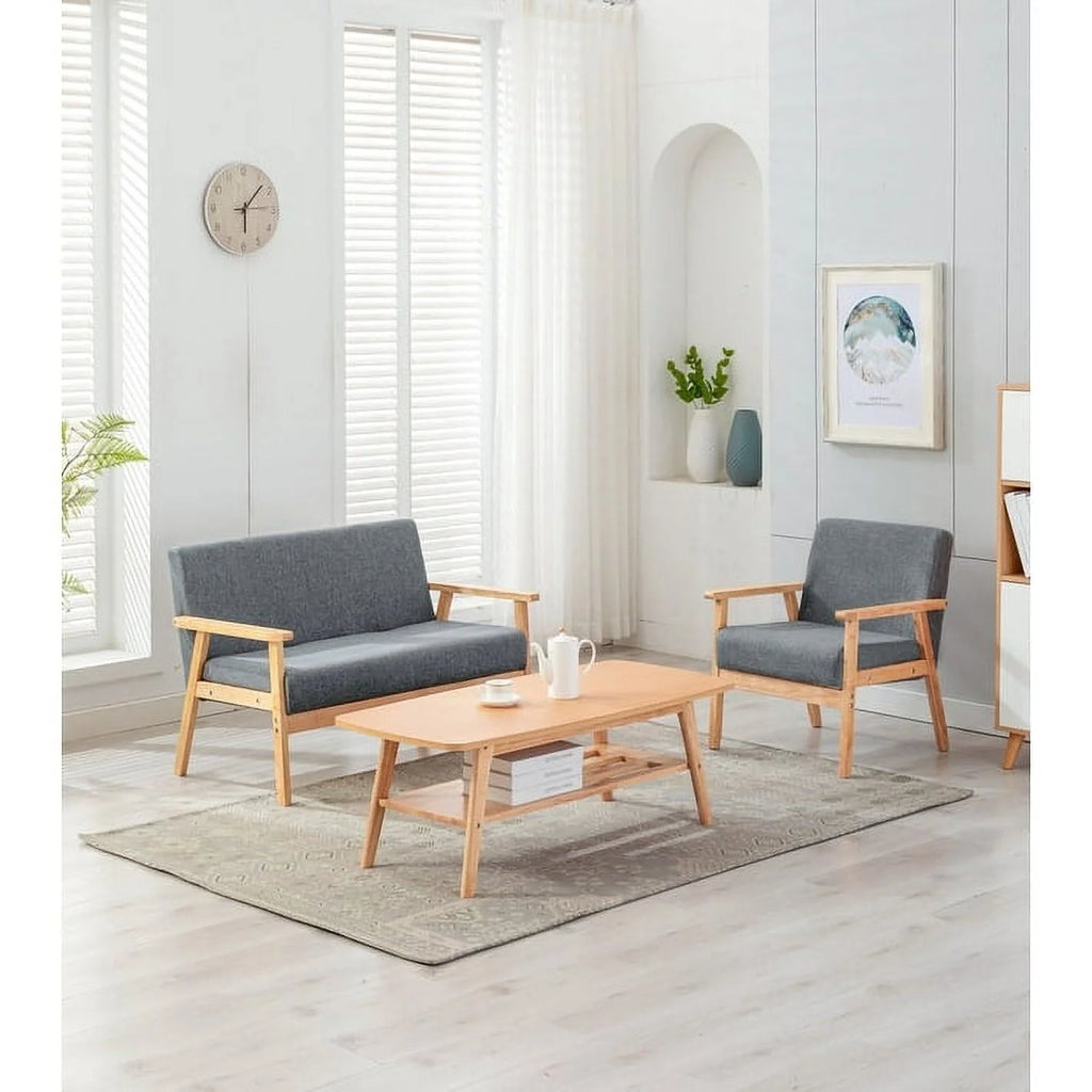 Beige/Natural Coffee Table Loveseat Chair Set C205