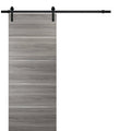 Matte White Glass Sliding Barn Door with Stainless Steel Hardware U544019