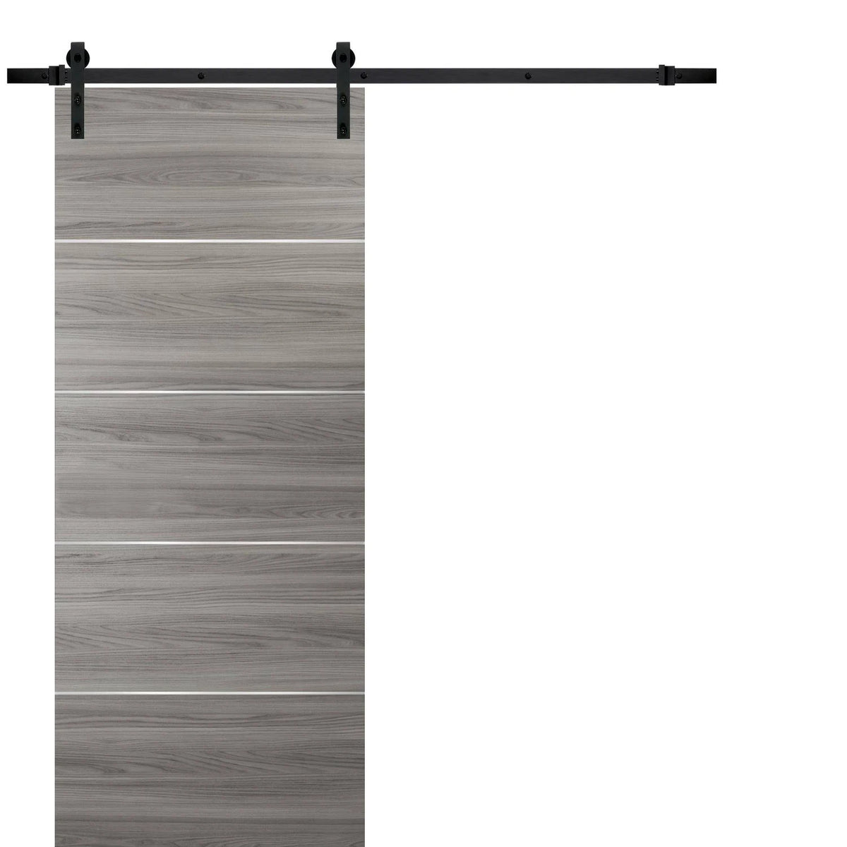 Matte White Glass Sliding Barn Door with Stainless Steel Hardware U544019