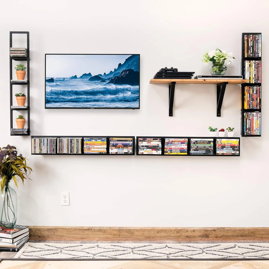 Metal Floating Shelf CD DVD Organizer Black X38586