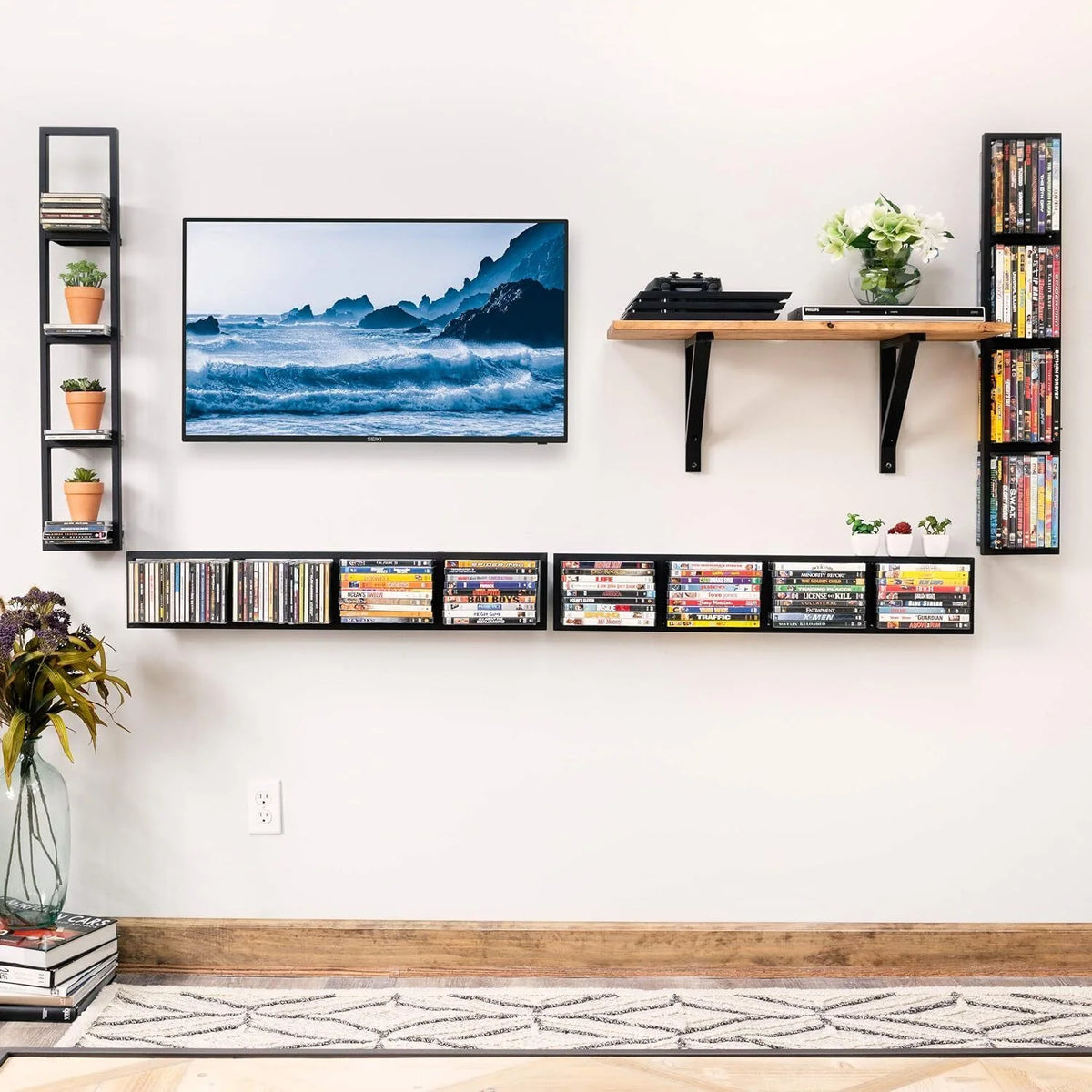 Metal Floating Shelf CD DVD Organizer Black X38586