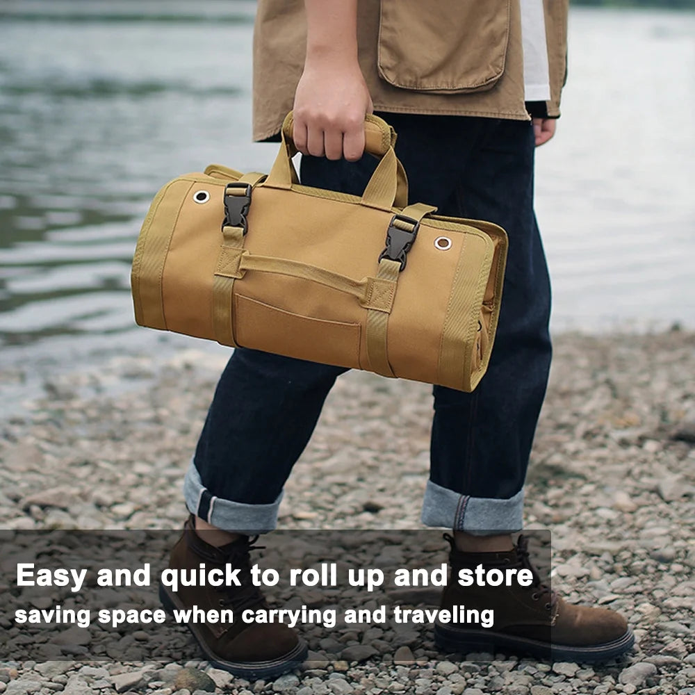 Hanging storage bag Tent Nail Roll-Up Tools Tent Hammer Nail Portable Ox Cloth B203909