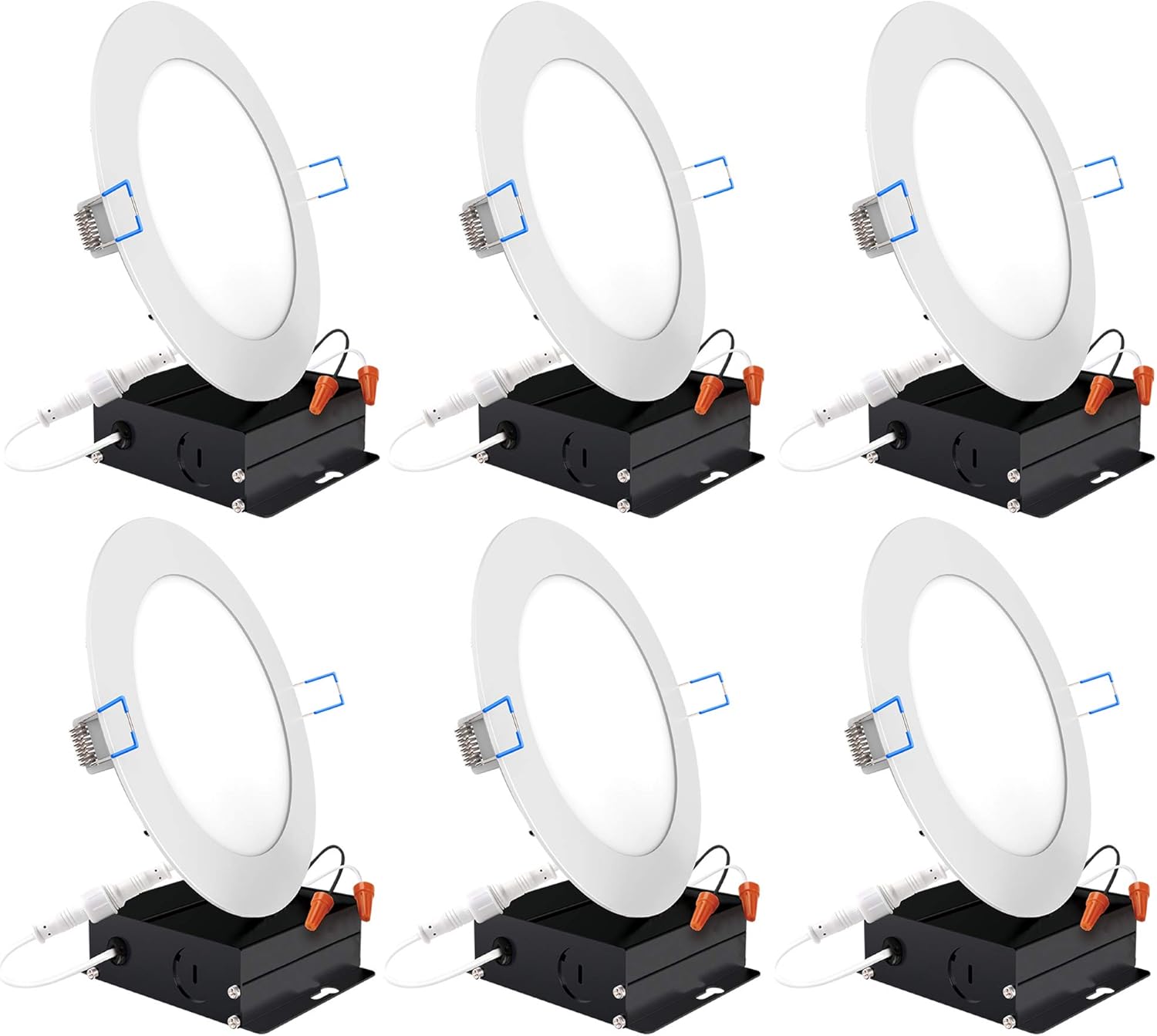 4 Inch Ultra Thin LED Recessed Ceiling Lights, 5000K Daylight, Dimmable 10W, 6 Pack O7431
