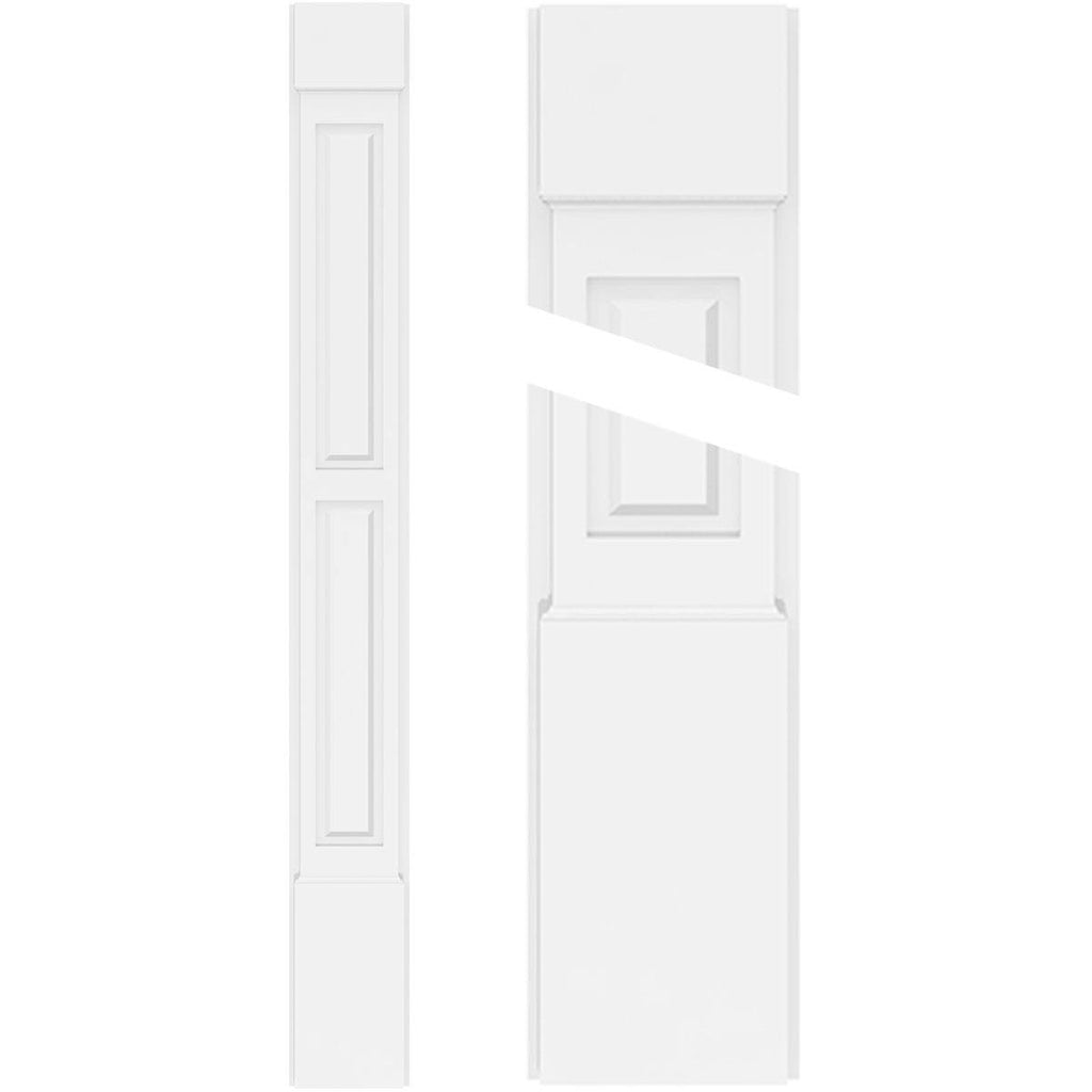 10x22W x 96x22H x 2x22P Two Equal Raised Panel PVC Pilaster with Standard Capital & Base (Pair) H72540
