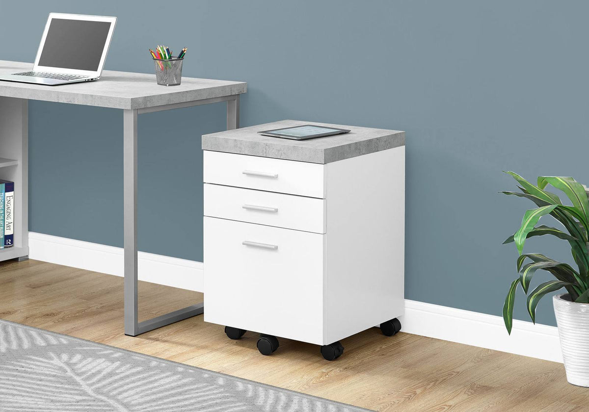 White Particle Board and MDF Filing Cabinet with 3 Drawers W6558