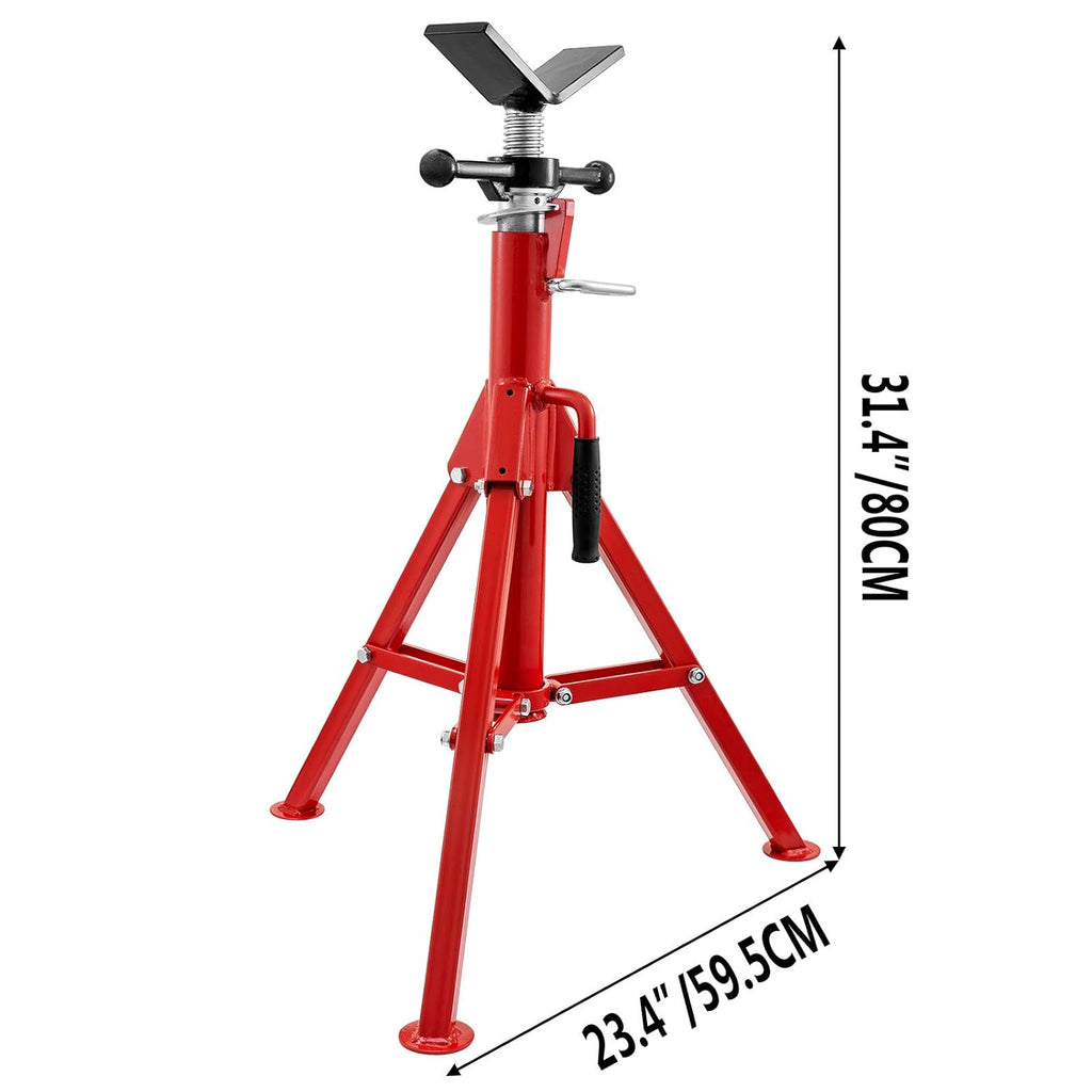 V Head Pipe Stand, Adjustable Height 28"-52", 2500 lb. Load Capacity, Carbon Steel Q62855