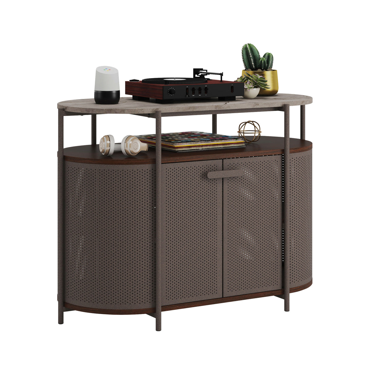 Mid-Century Modern TV Stand, Umber Wood Finish V413