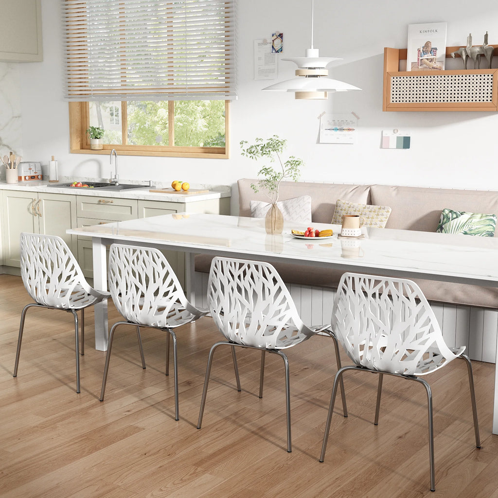 White Set of 4 Stackable Plastic Side Chairs T360417