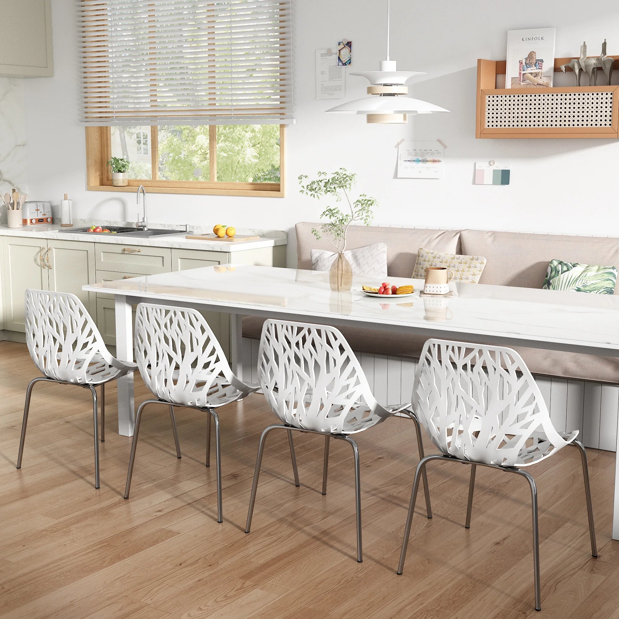 White Set of 4 Stackable Plastic Side Chairs T360417