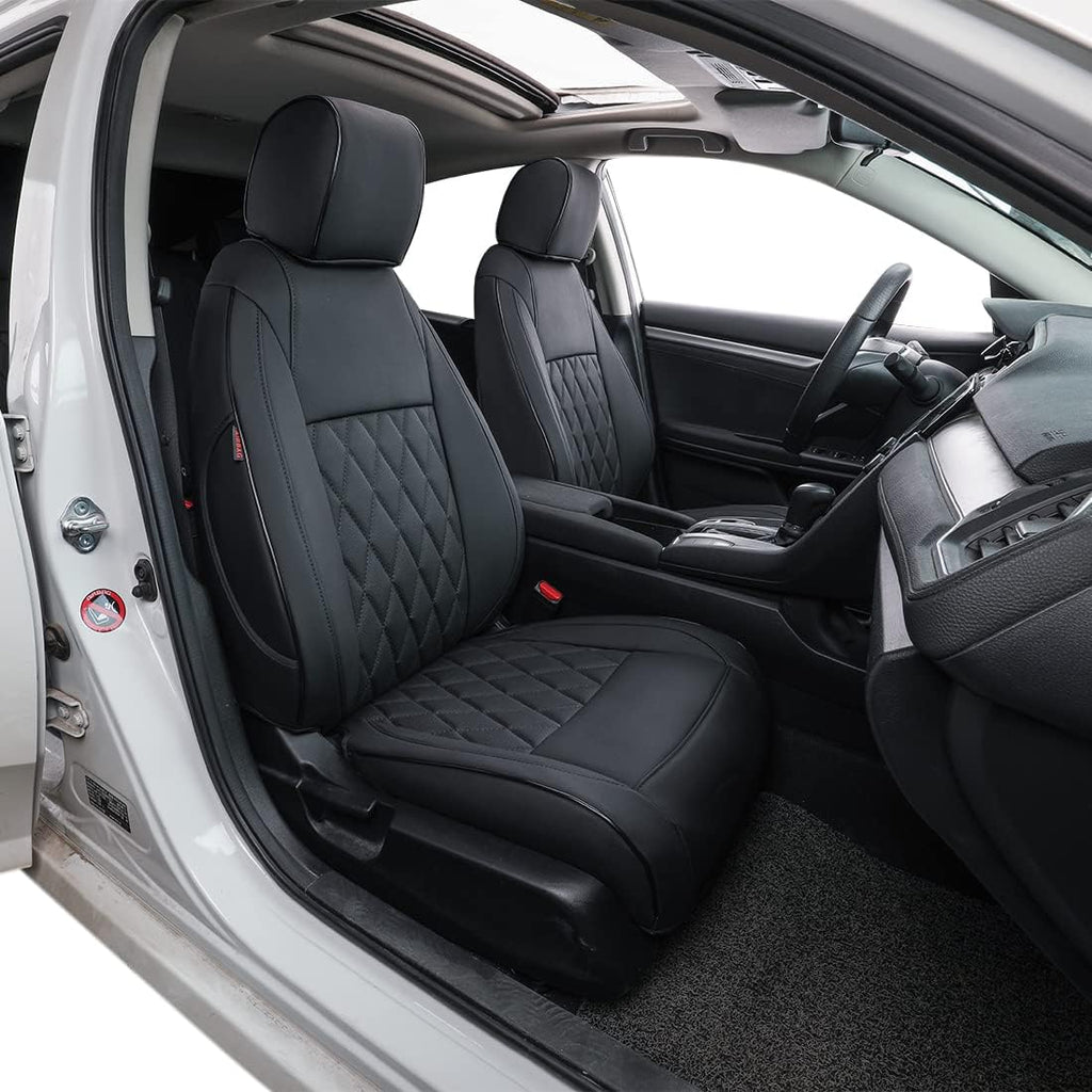 Red Leatherette Car Seat Covers for Honda Civic Sedan A666657