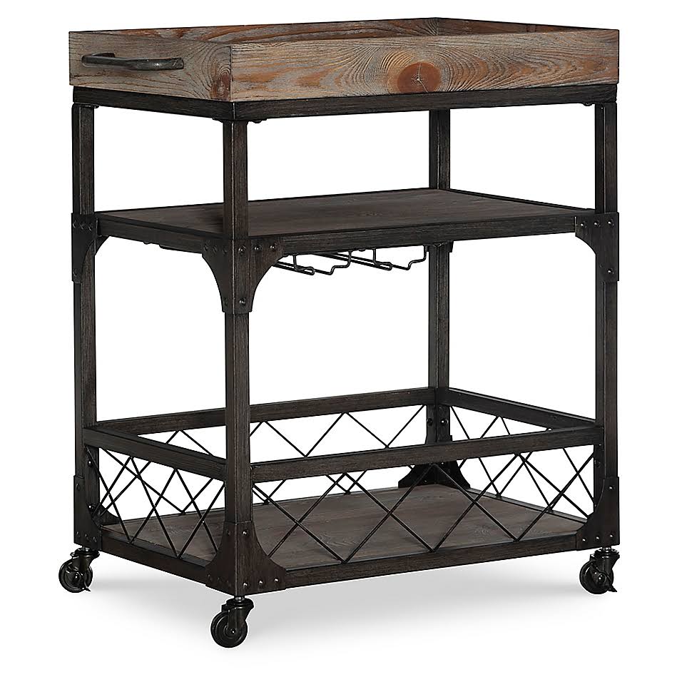 Driftwood Bar Cart with 4 Caster Wheel W432