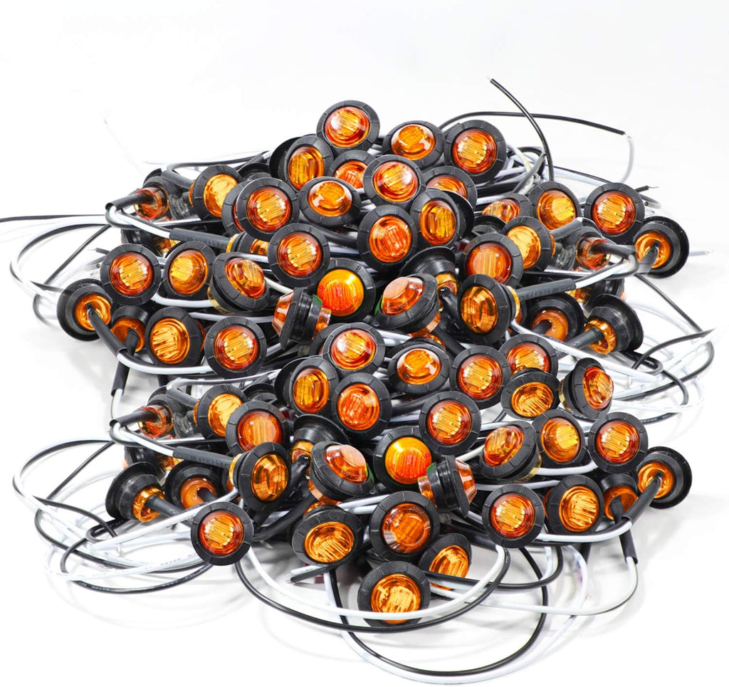 200 Pc 3/4 Inch Red LED Sealed Side Marker Lights 12V DC X982