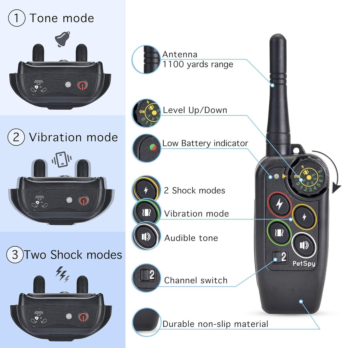 Waterproof Remote Training E-Collars for 2 Dogs W33950