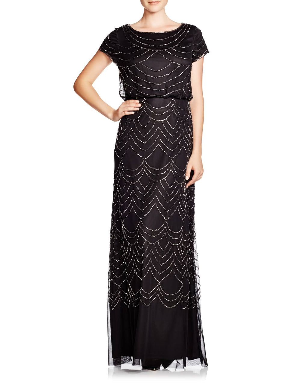 Beaded Blouson Gown - Green Q5491