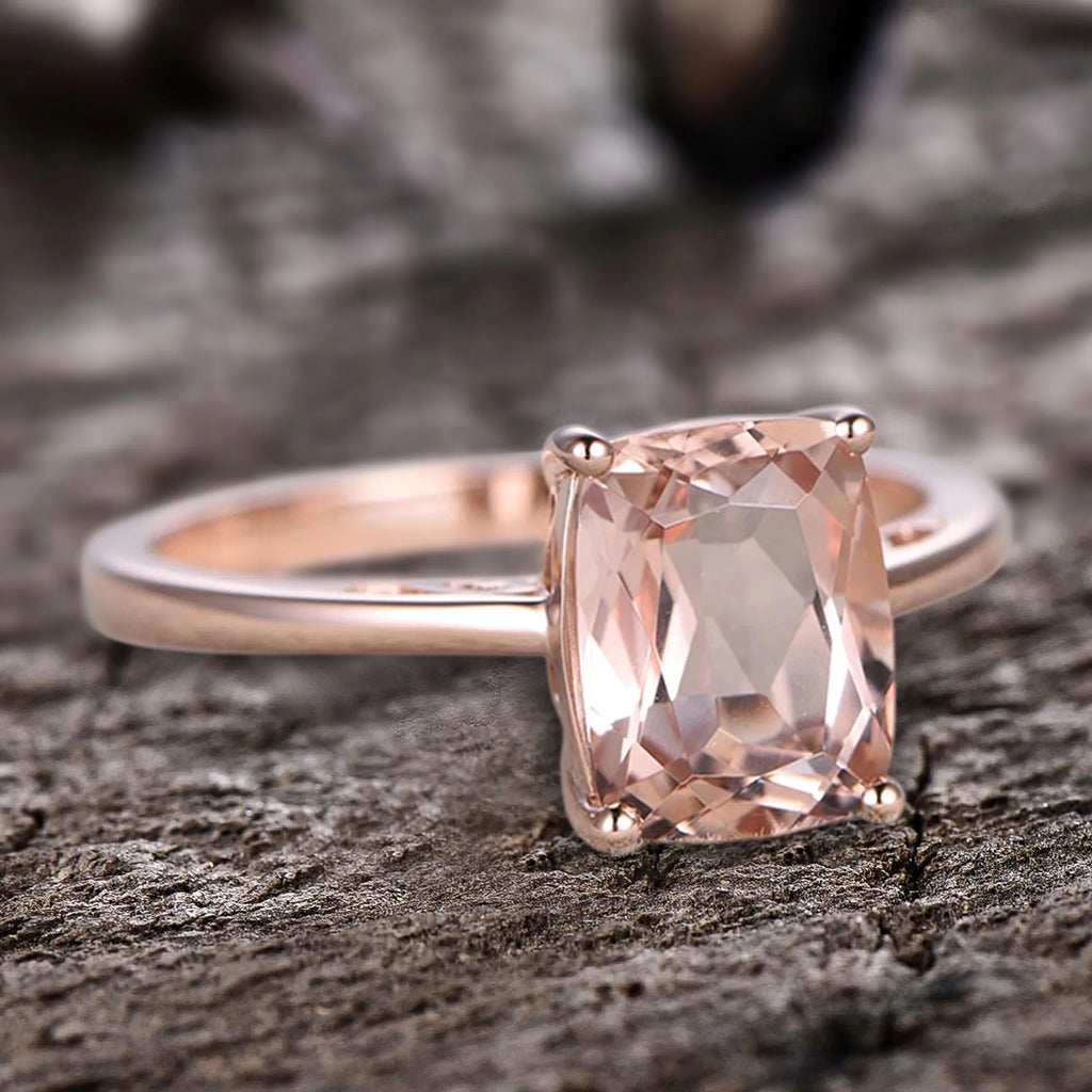 10mm Cushion Morganite 4 Carat Engagement Ring 10k Rose Gold Filigree L1504