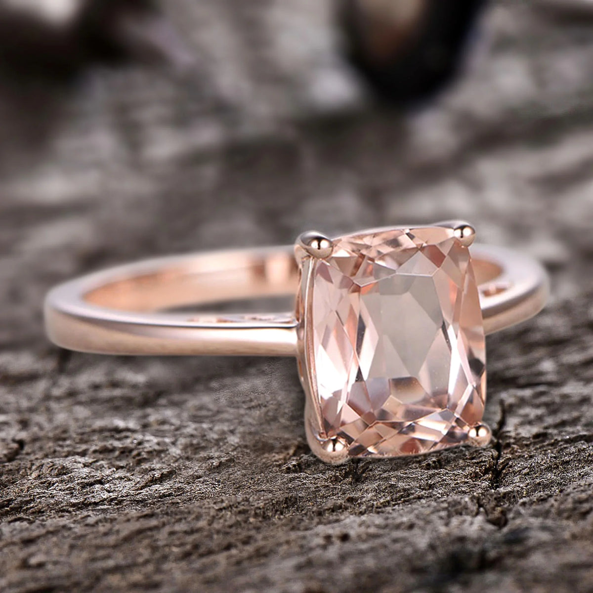 10mm Cushion Morganite 4 Carat Engagement Ring 10k Rose Gold Filigree L1504