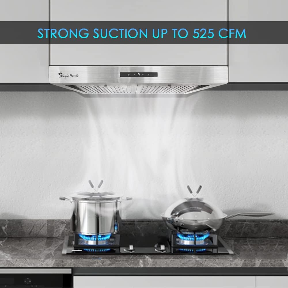 30 Inch Under Cabinet Range Hood, 525 CFM Stainless Steel Vent Hoods L29918