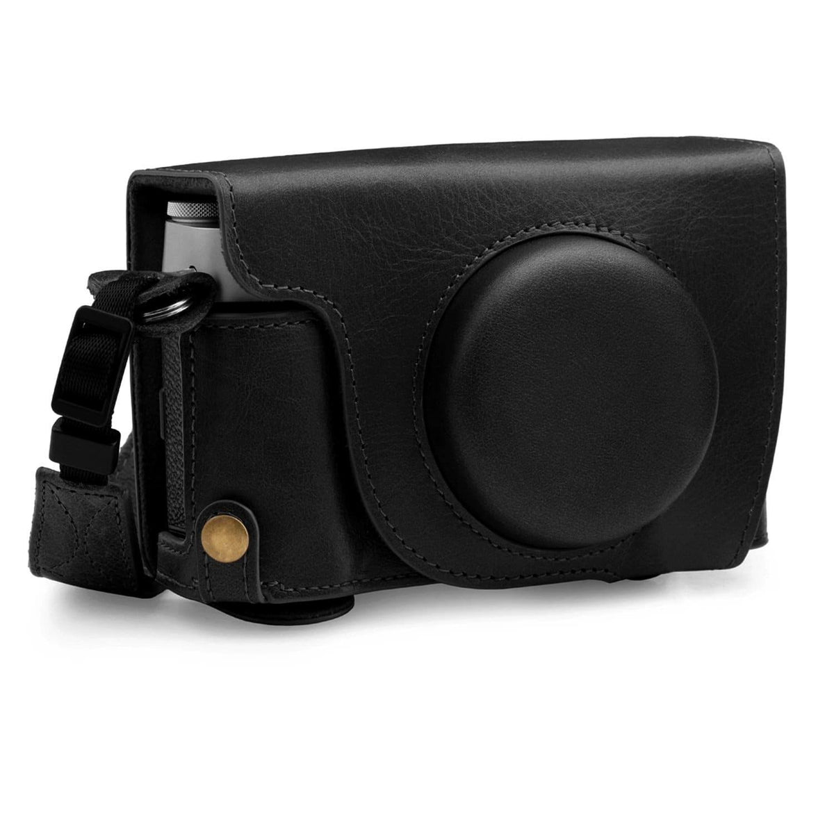 Black Top Grain Leather Camera Case E427420