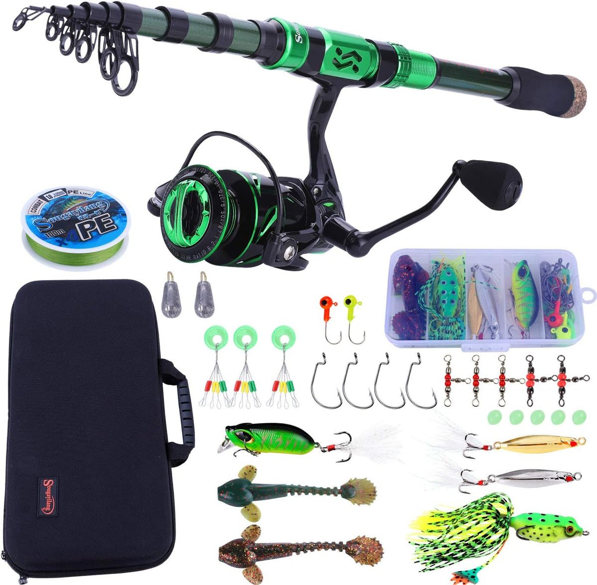 Carbon Fiber Telescopic Fishing Rod and Reel Combo with Carrying Case F171048