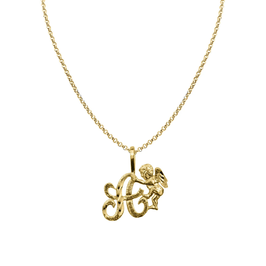 14K Yellow Gold Cherub Pendant with 16" Chain Necklace Z10500