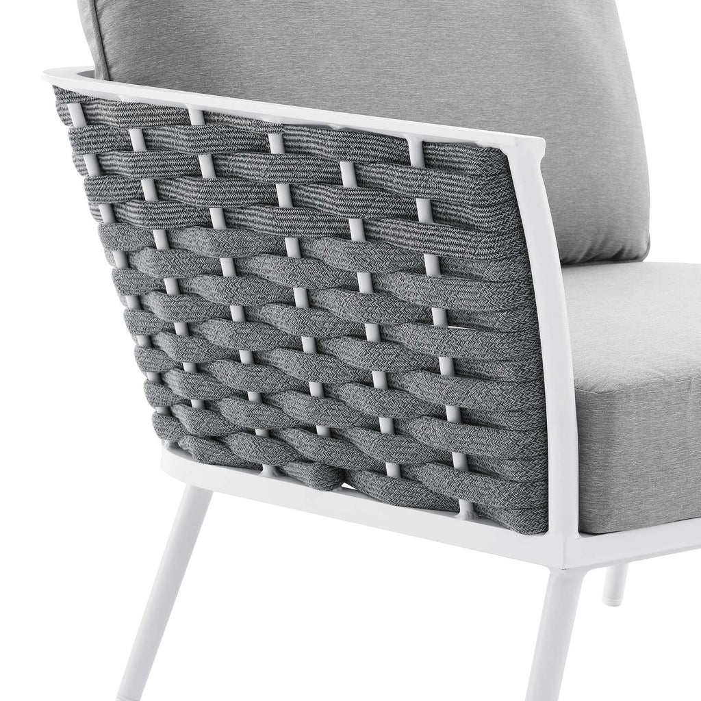 4 Piece White Gray Aluminum Patio Sectional Sofa Set O93728