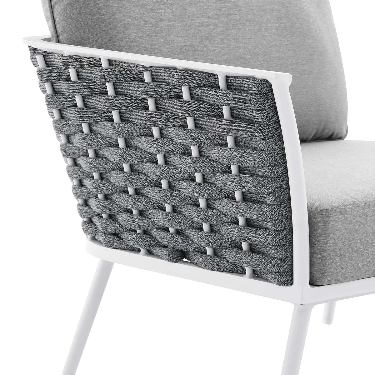 4 Piece White Gray Aluminum Patio Sectional Sofa Set O93728