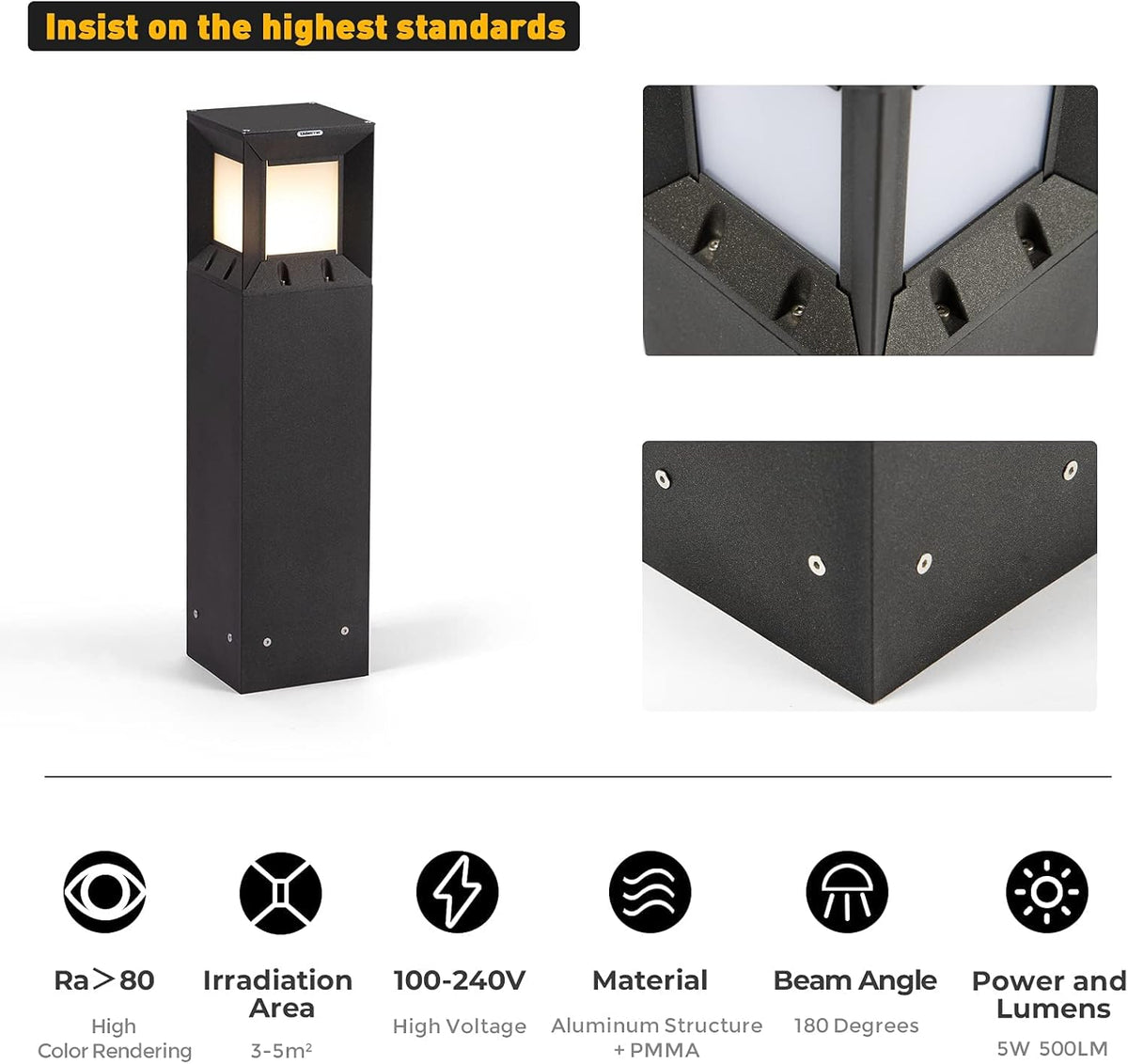 32 Inches Outdoor Bollard Light with IP54 Waterproof LED Lighting L77401