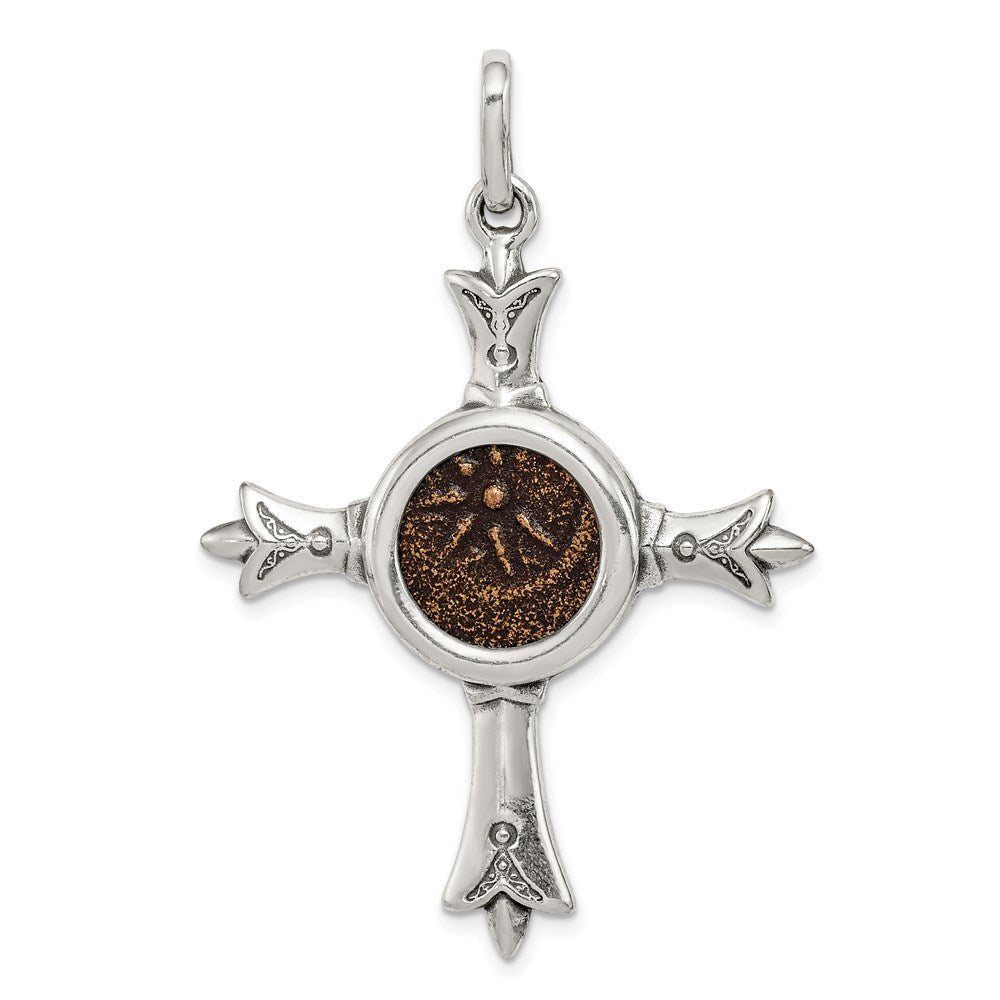 Sterling Silver and Bronze Widow's Mite Coin Cross Pendant with Certificate of Authenticity I579750