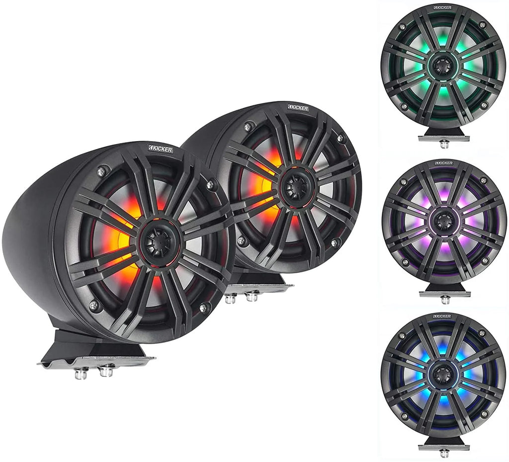 8" Charcoal Tower Speakers with LED Rings, Marine Amplifier P194322