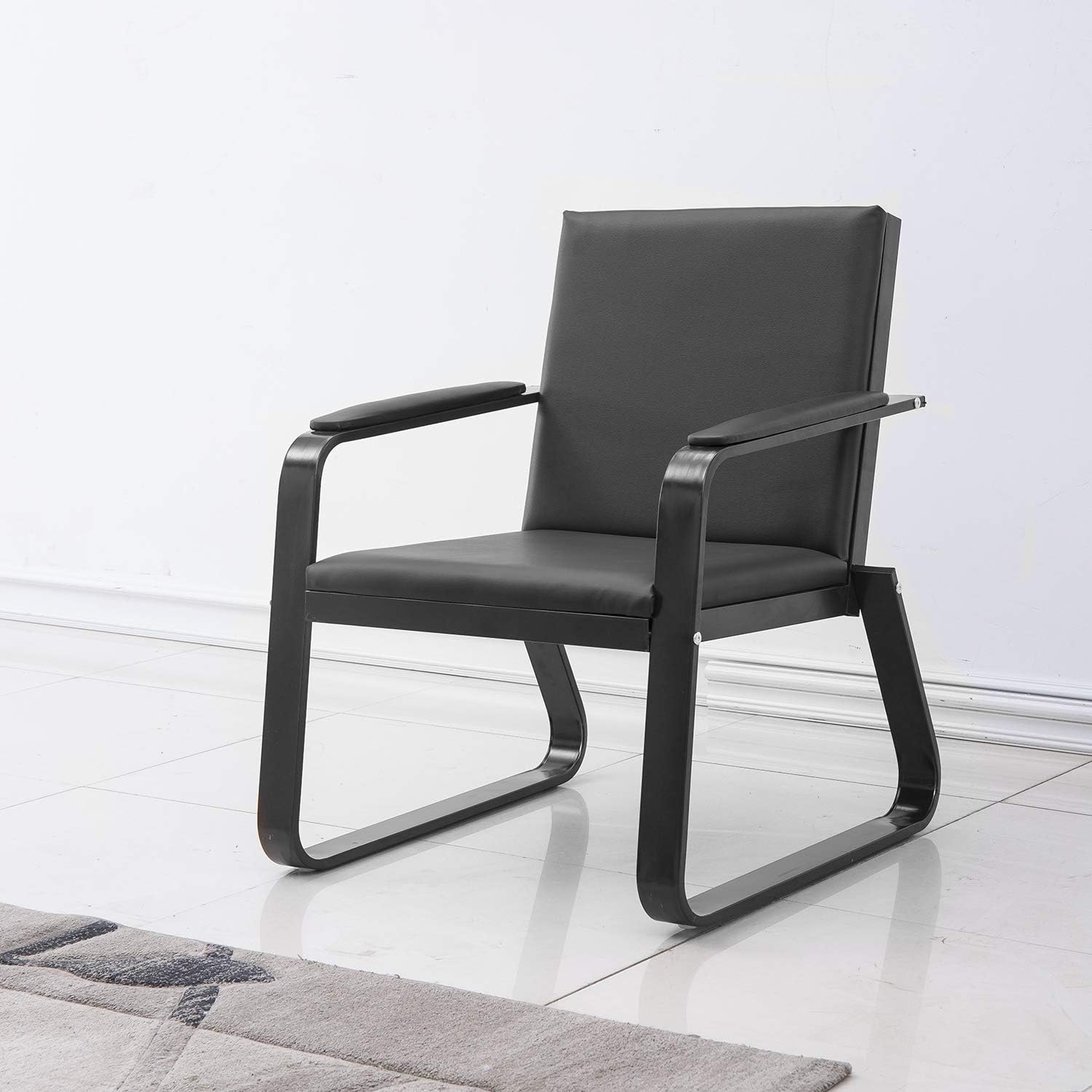 Black PU Leather Waiting Room Chair With Armrest H326