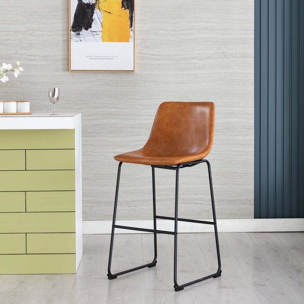 Faux Leather 30-inch Bar Stool (Set of 2) Camel X4611