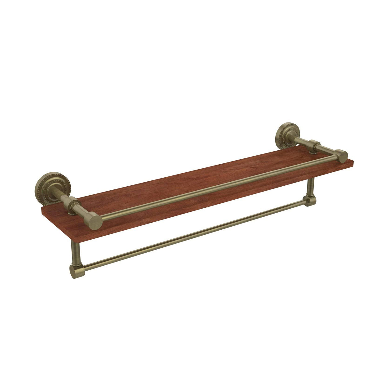 Antique Ironwood Shelf with Gallery Rail and Towel Bar K918864
