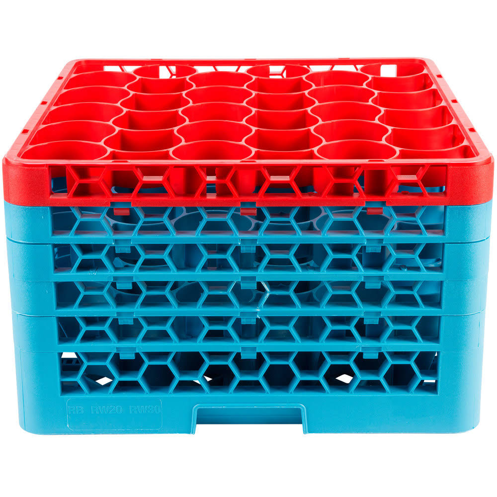 Red Color-Coded Glass Rack with 5 Extenders V8594
