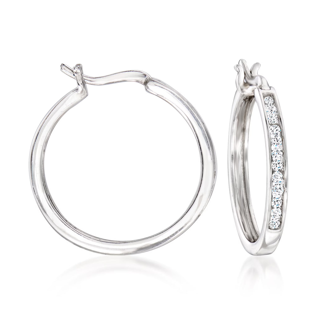 0.25 ct. t.w. Diamond Hoop Earrings in Sterling Silver K306