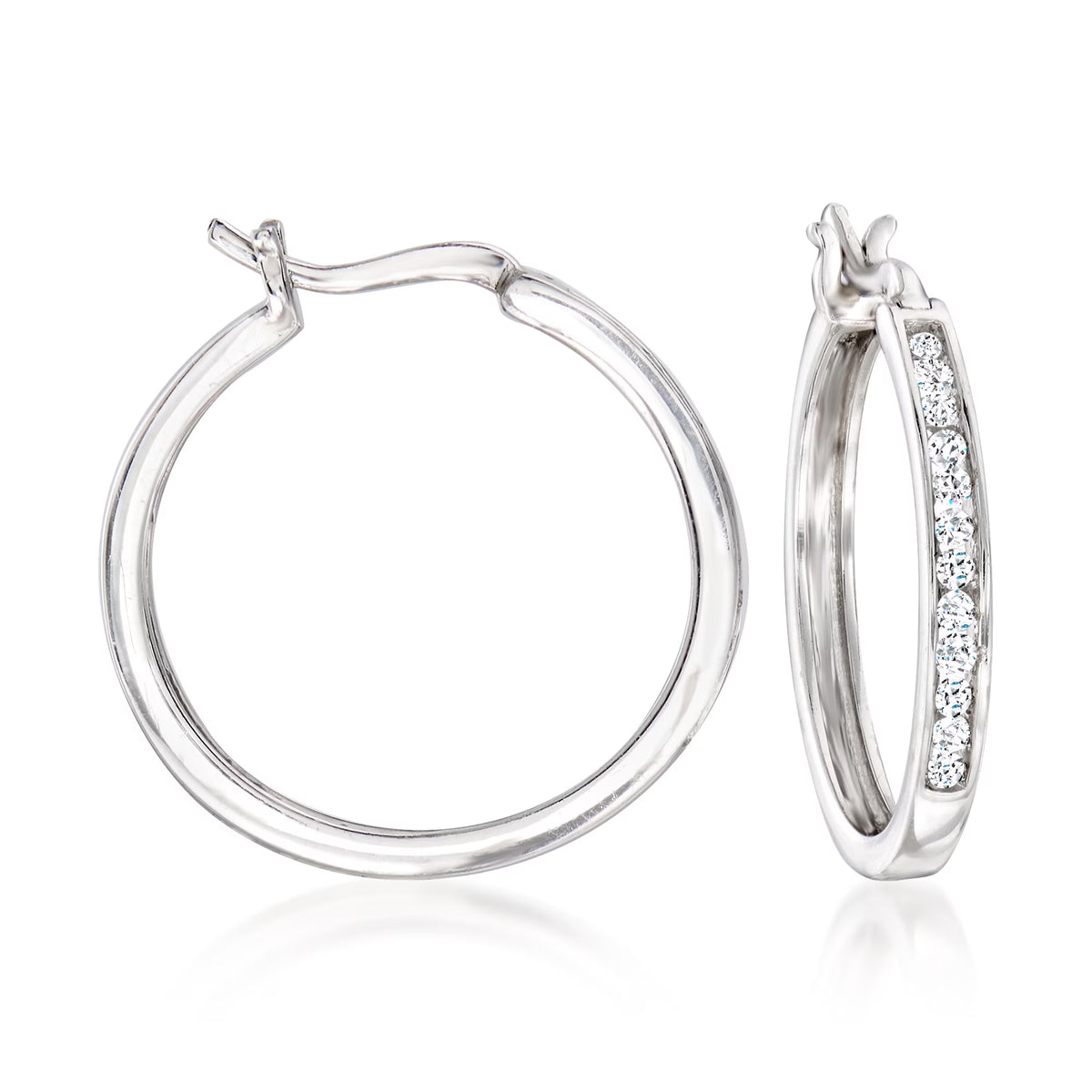 0.25 ct. t.w. Diamond Hoop Earrings in Sterling Silver K306
