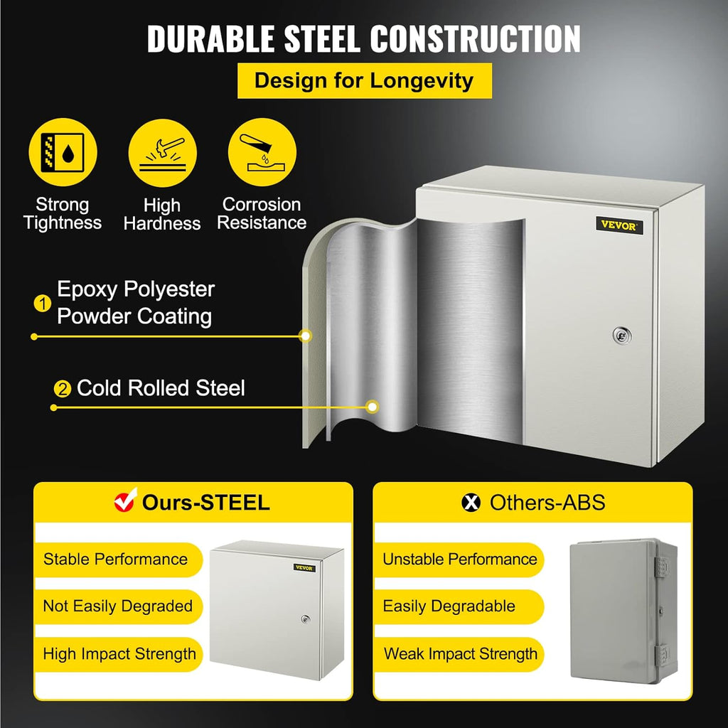 16 x 16 x 8 Inches Wall Mounted Waterproof Mild Steel Electrical Enclosure T230