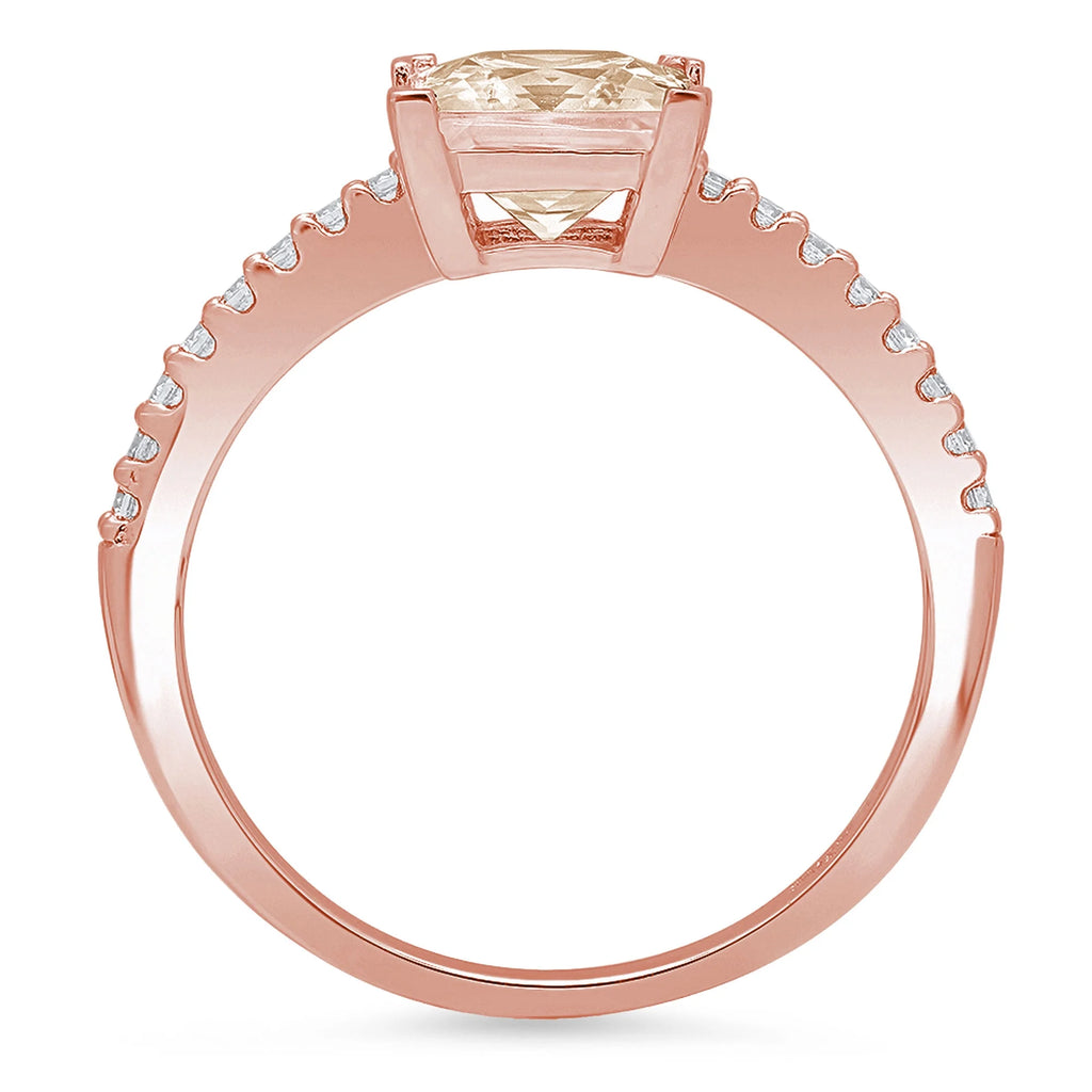 18k Rose Gold Champagne Simulated Diamond Ring E3545
