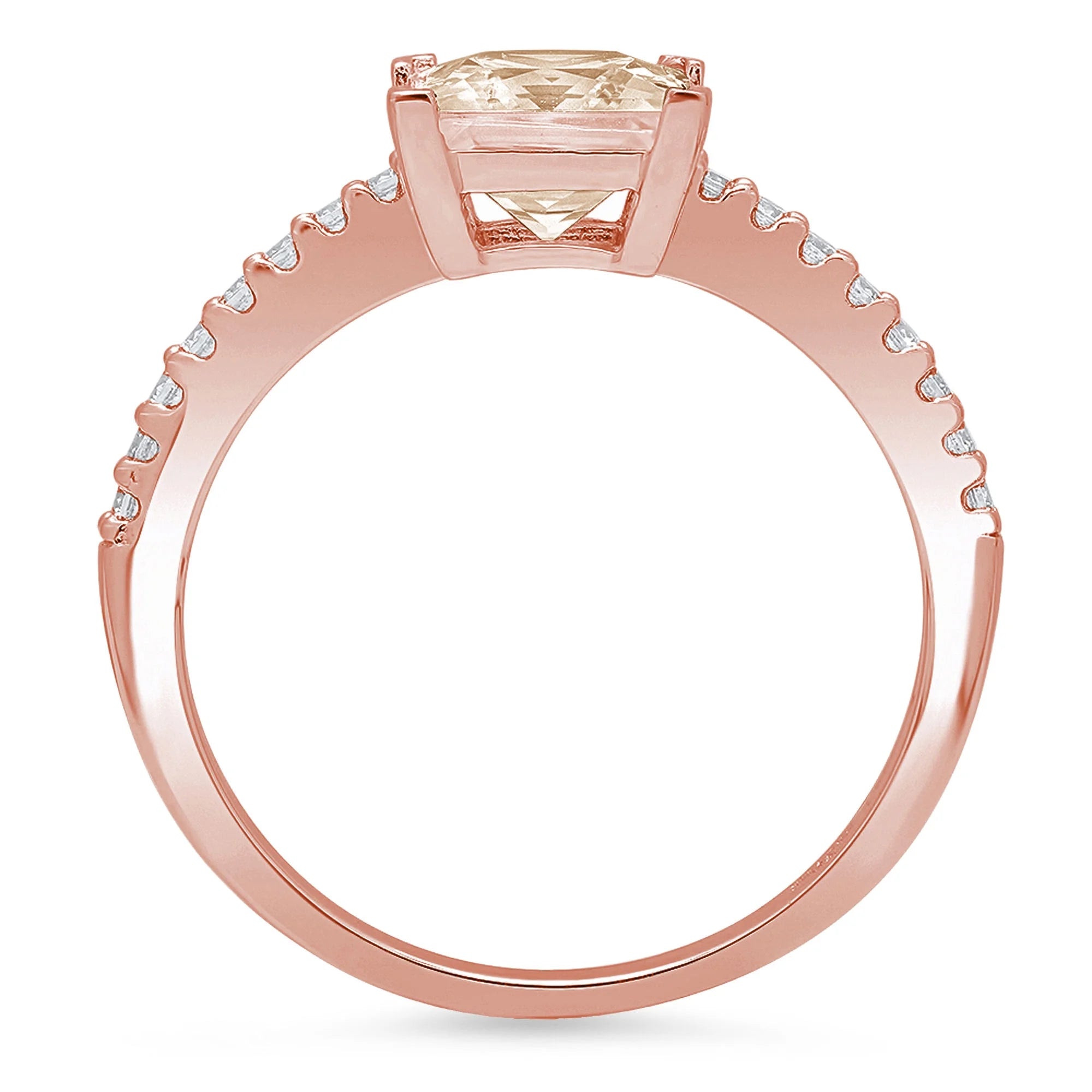 18k Rose Gold Champagne Simulated Diamond Ring E3545