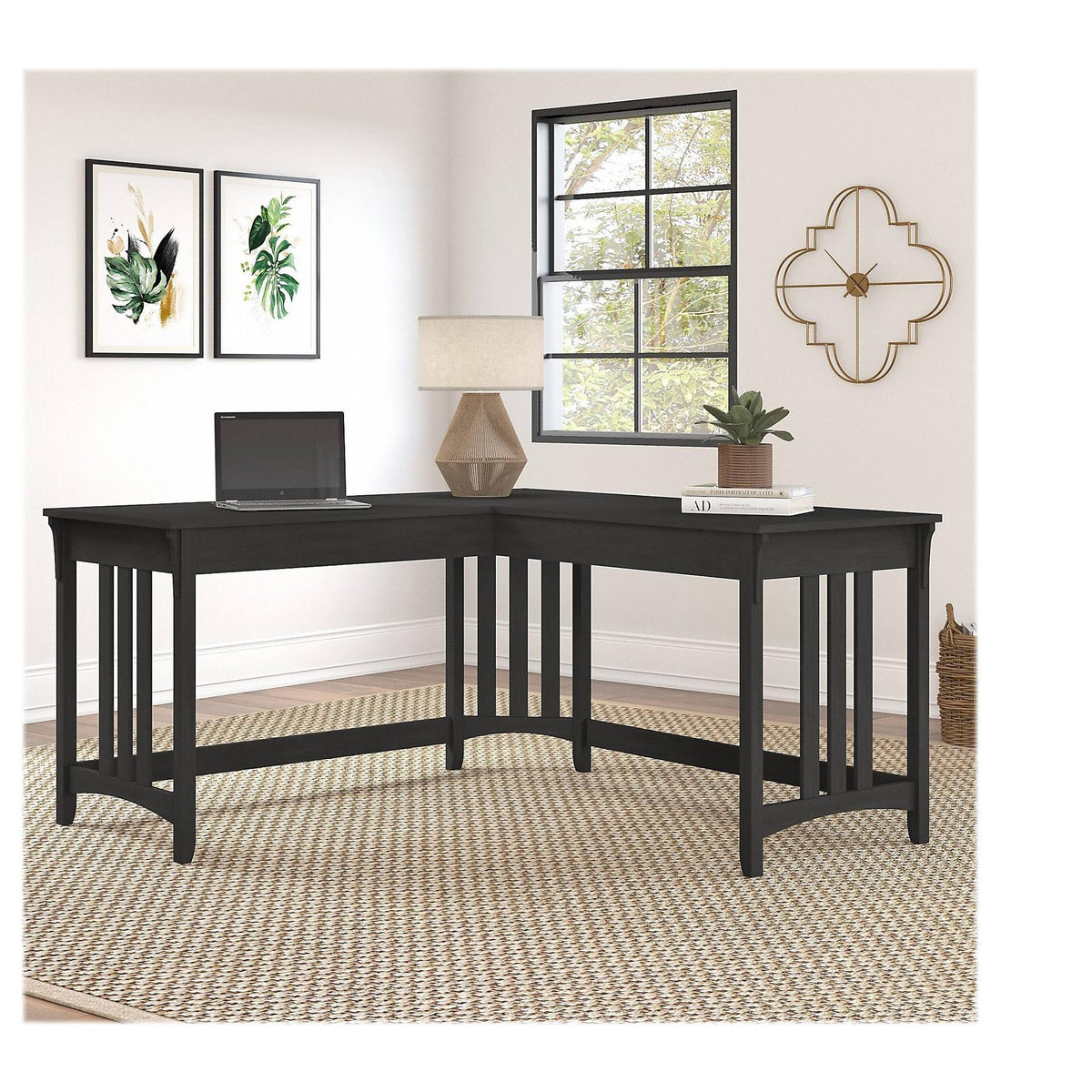 Vintage Black L Shaped Writing Desk X763