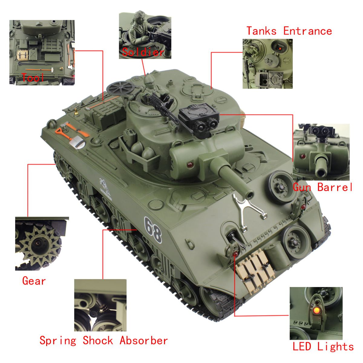 1/20 RC Shooting Ball Tank Toys with 100 BB Bullets M190096