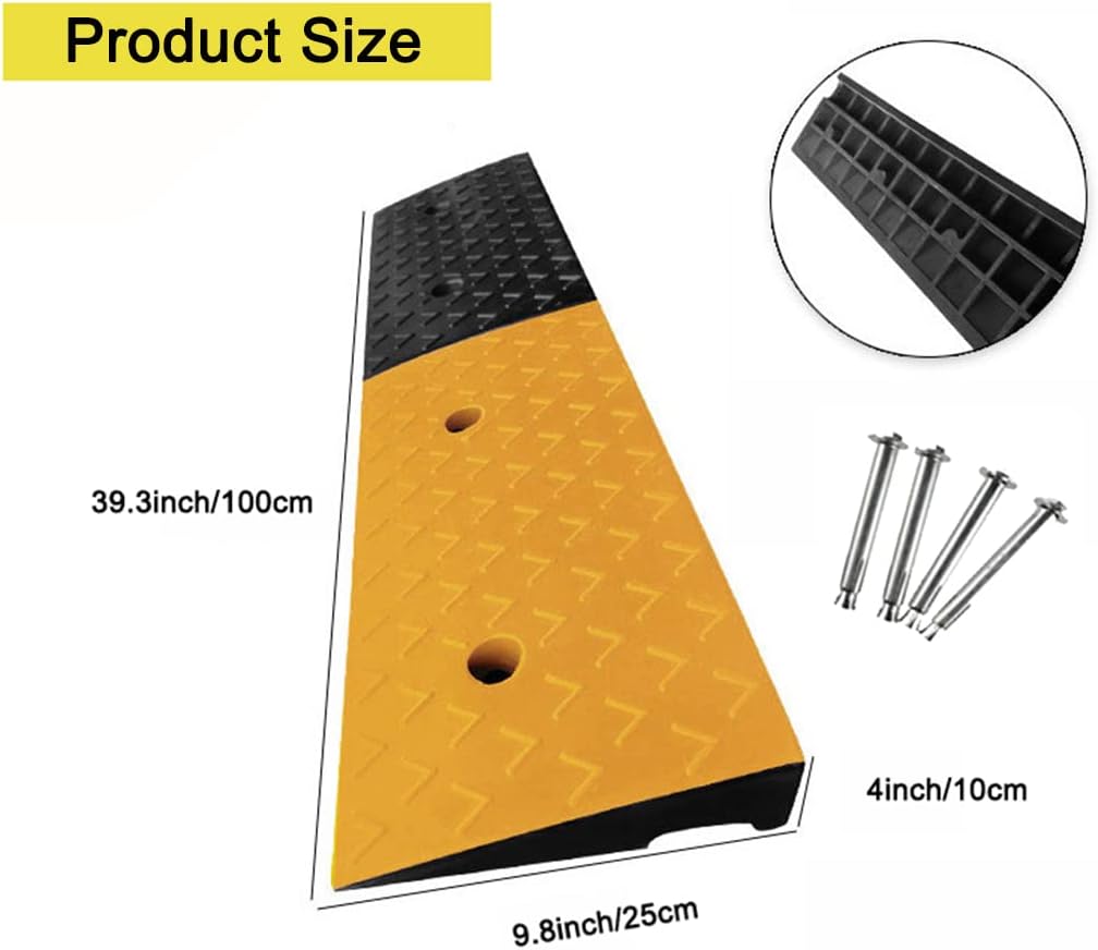 2 Rubber Heavy Duty Driveway Curb Ramp 10 Ton 39.3*5.9*2inch T86402