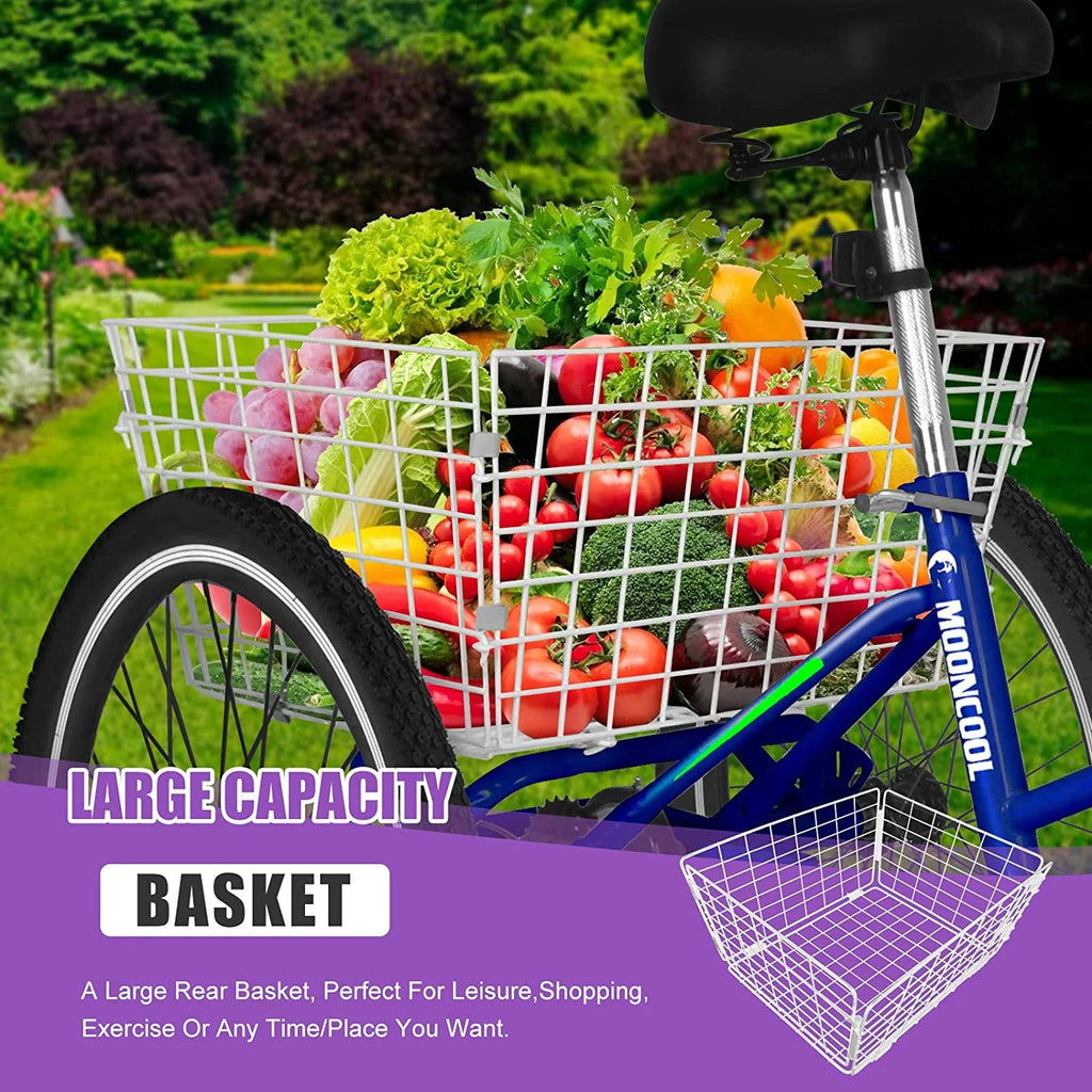 Adult Folding Tricycle 7 Speed 20/24/26 inch Three Wheel Bike with Large Basket R8251