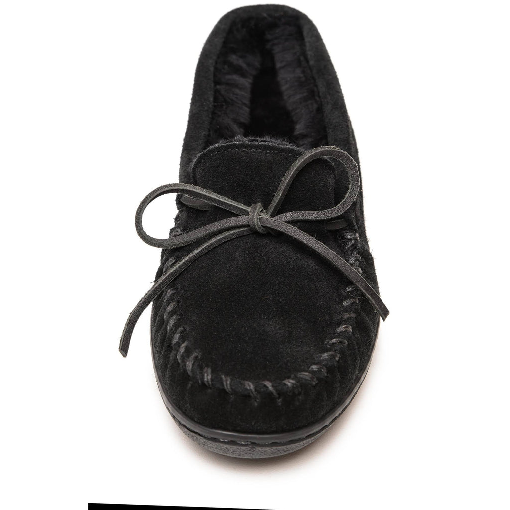 Black Sheepskin Hardsole Moccasin A48741